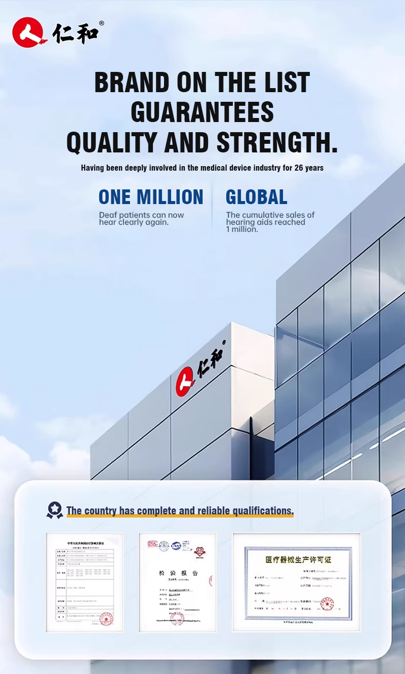 REN HE Medical Behind-the-Ear Hearing Aids. High-quality, genuine, invisible noise-canceling hearing aids designed specifically for elderly people with hearing loss.