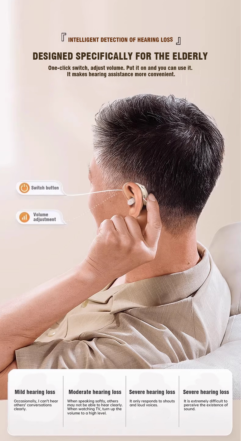 REN HE Medical Behind-the-Ear Hearing Aids. High-quality, genuine, invisible noise-canceling hearing aids designed specifically for elderly people with hearing loss.