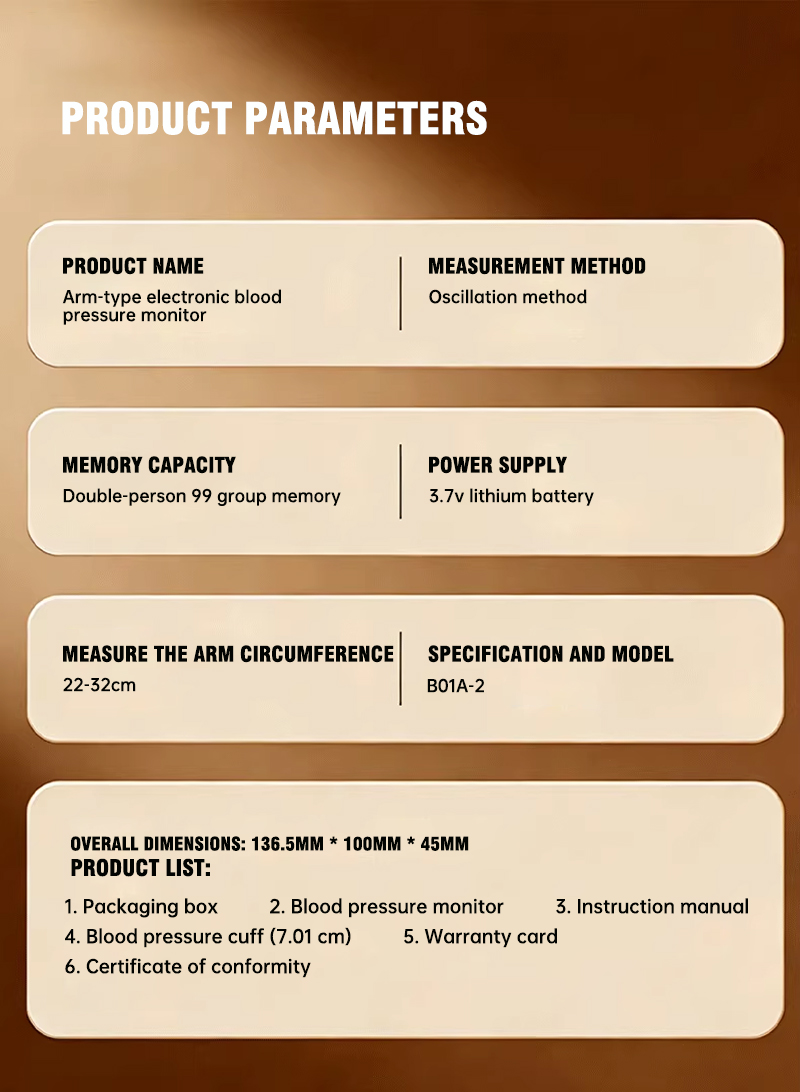 Arm-type electronic blood pressure monitor (Model: B-01A2)