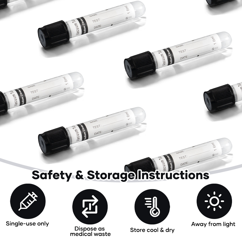 Black Cap 3.8% Sodium Citrate Blood Collection Tube PET For ESR Detection Single Use