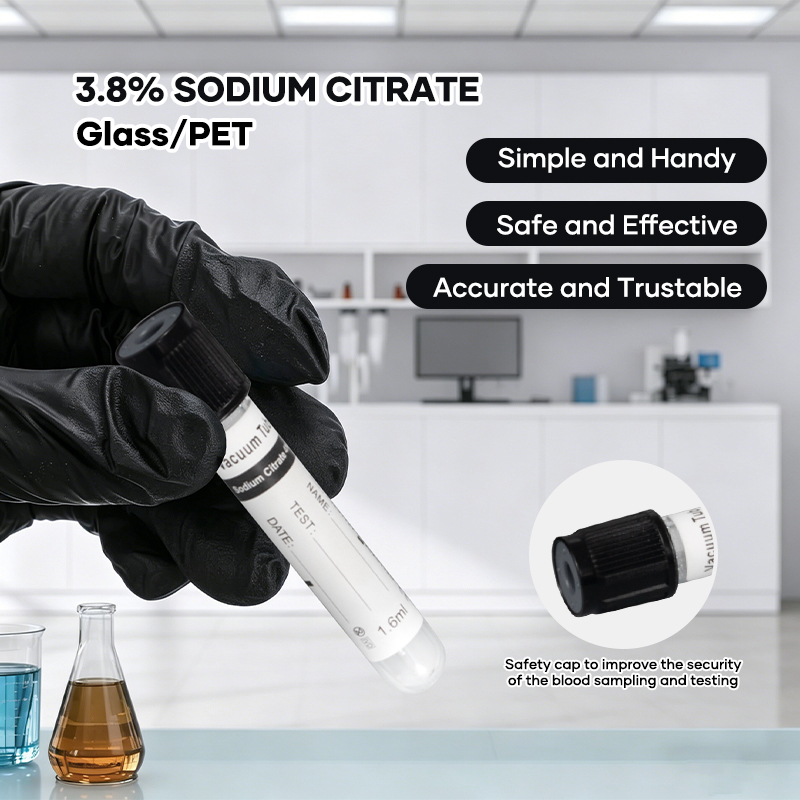 Black Cap 3.8% Sodium Citrate Blood Collection Tube PET For ESR Detection Single Use