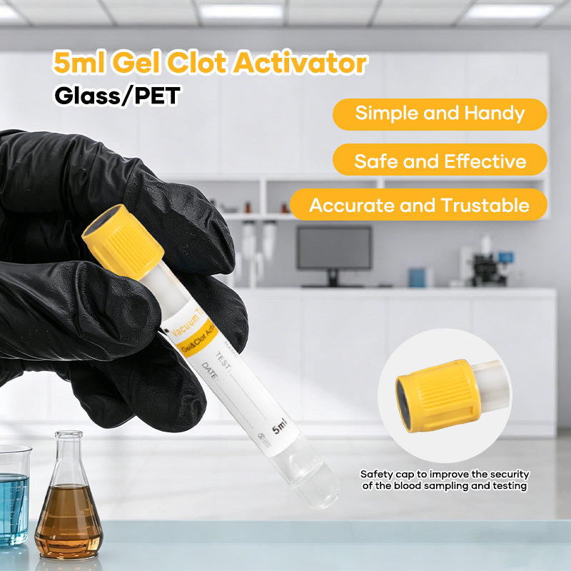 PET Plastic Or Glass Yellow Cap Blood Tube Gel Clot Activator For Biochemistry