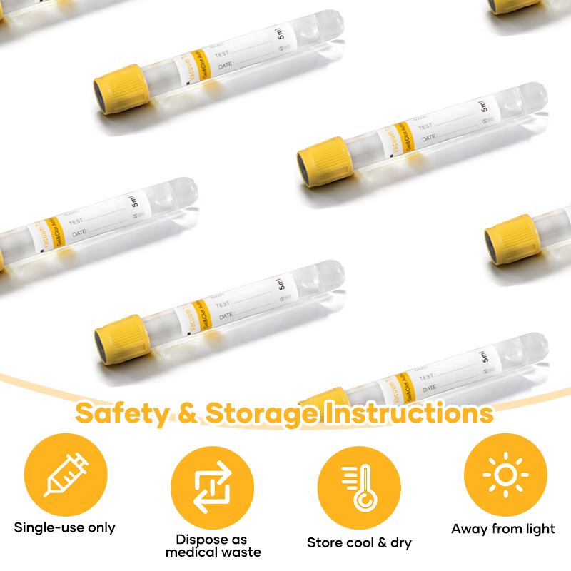 PET Plastic Or Glass Yellow Cap Blood Tube Gel Clot Activator For Biochemistry