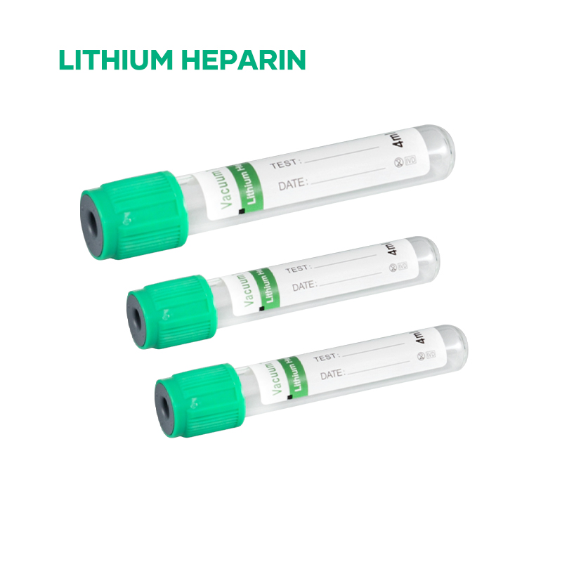 PET / Glass Green Top Lithium Heparin Blood Tube For Biochemical Testing 2ml 3ml 5ml