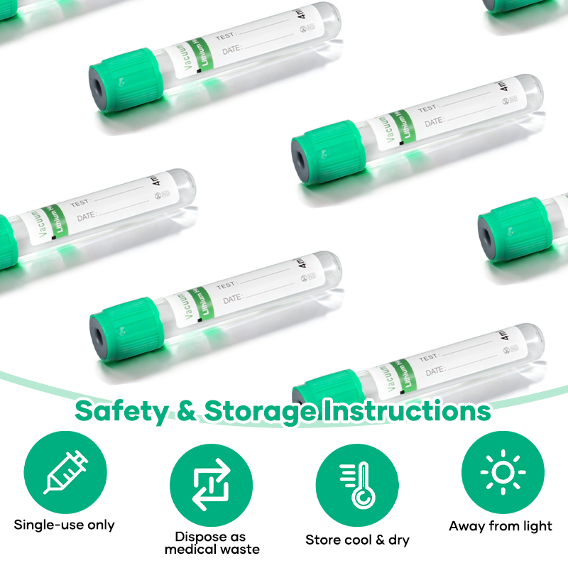 PET / Glass Green Top Lithium Heparin Blood Tube For Biochemical Testing 2ml 3ml 5ml