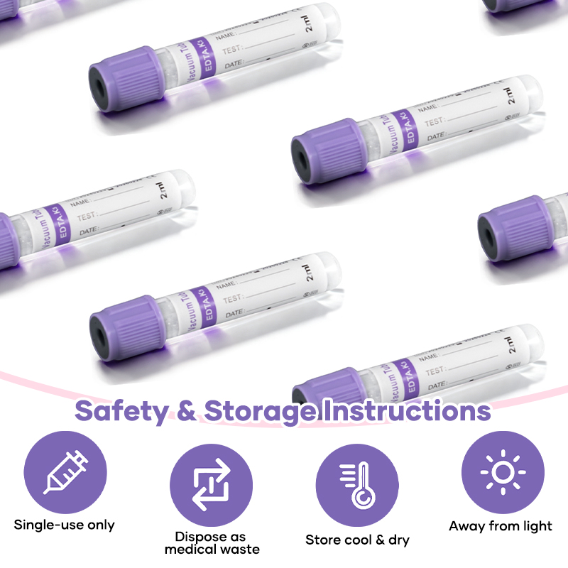 PET EDTA K2 K3 Purple Cap Anticoagulant Blood Tube For Hematology Analysis