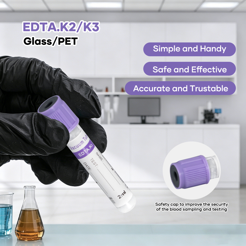 PET EDTA K2 K3 Purple Cap Anticoagulant Blood Tube For Hematology Analysis
